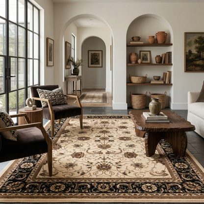 Fayez Persian Medallion Traditional Beige and Black Indoor Rug-6
