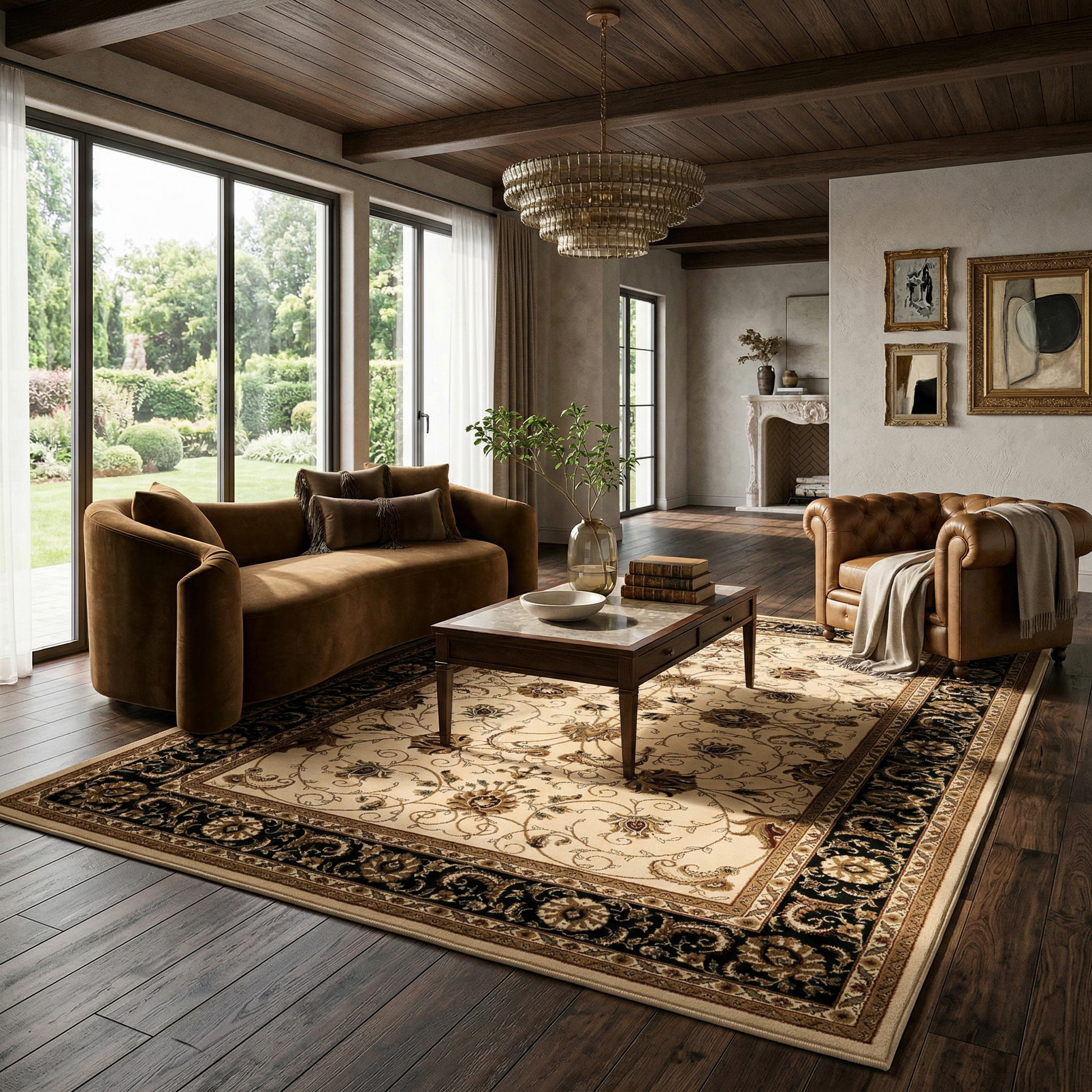 Fayez Persian Medallion Traditional Beige and Black Indoor Rug-7