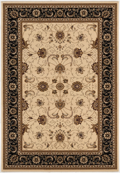 Fayez Persian Medallion Traditional Beige and Black Indoor Rug