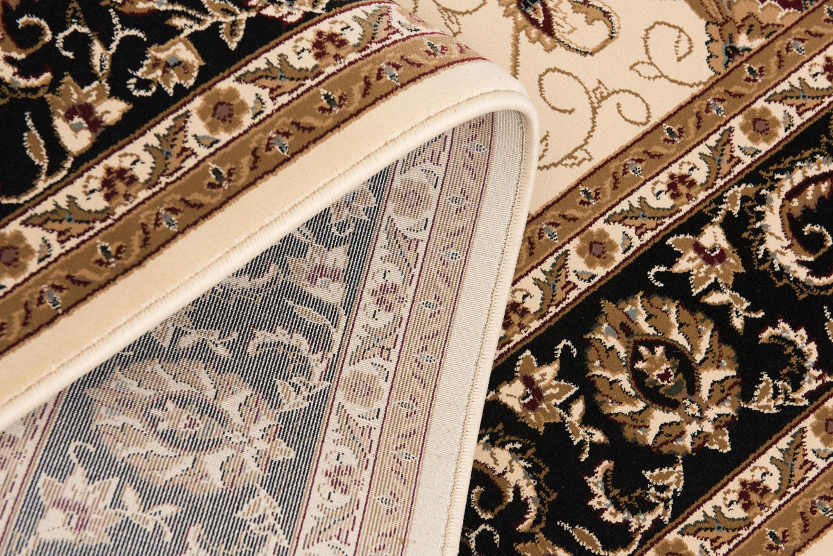 Fayez Persian Medallion Traditional Beige and Black Indoor Rug