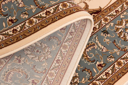 Alfombra interior tradicional persa en color crema y azul