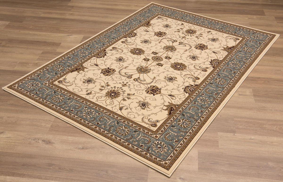 Fayez Persian Medallion Traditional Beige and Blue Indoor Rug