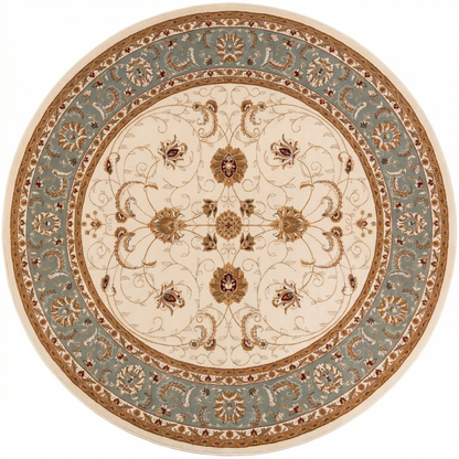 Fayez Persian Medallion Traditional Beige and Blue Indoor Rug-25