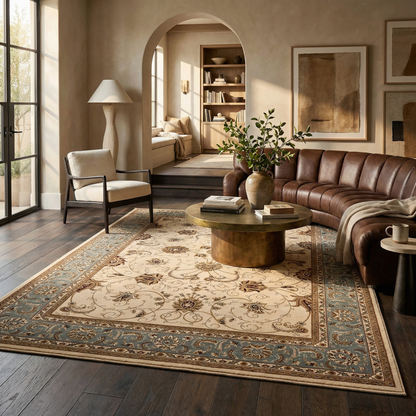 Fayez Persian Medallion Traditional Beige and Blue Indoor Rug-6