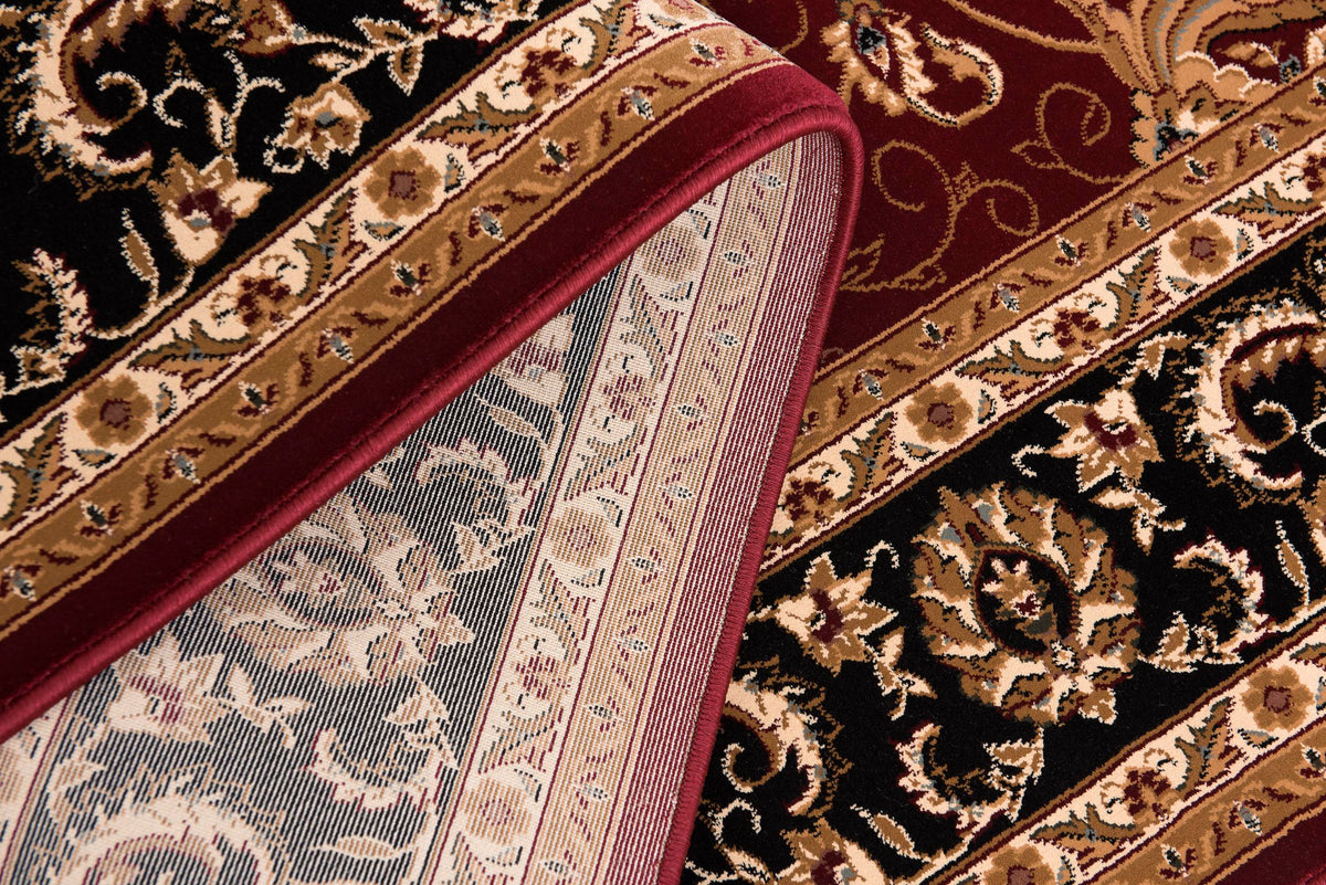 Fayez Persian Medallion Traditional Red and Black Indoor Rug