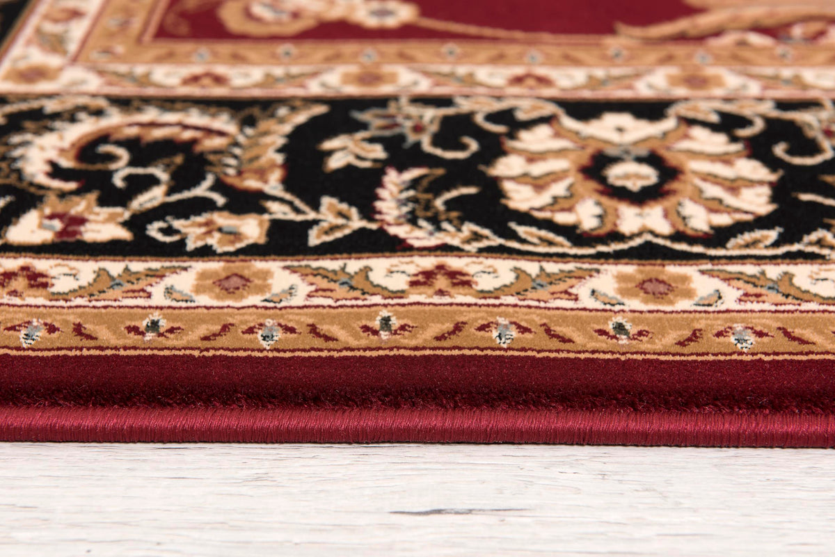 Fayez Persian Medallion Traditional Red and Black Indoor Rug