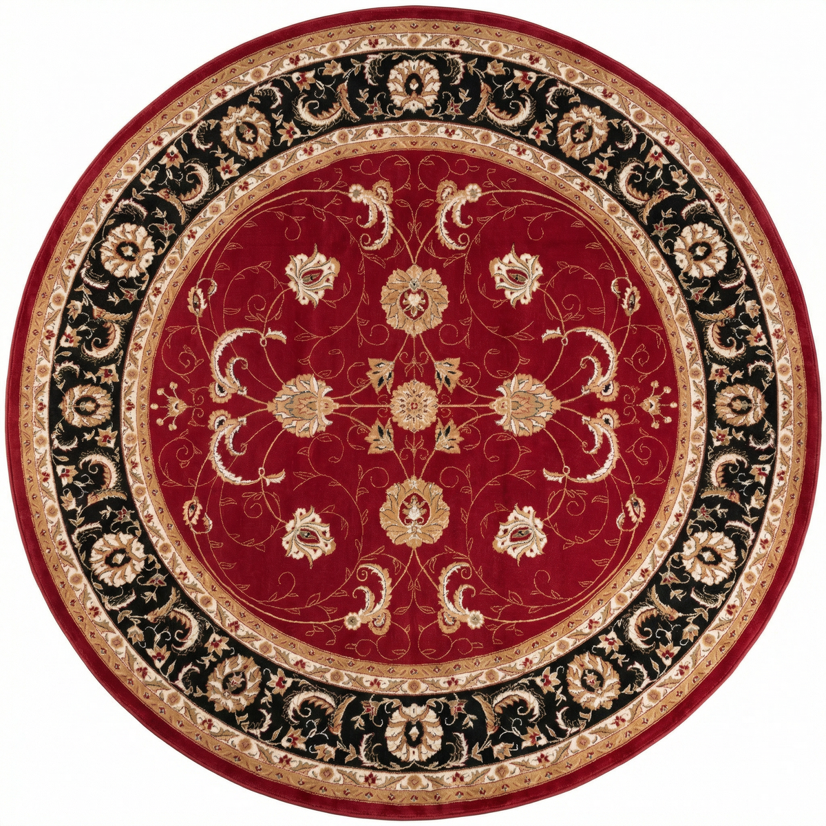 Fayez Persian Medallion Traditional Red and Black Indoor Rug