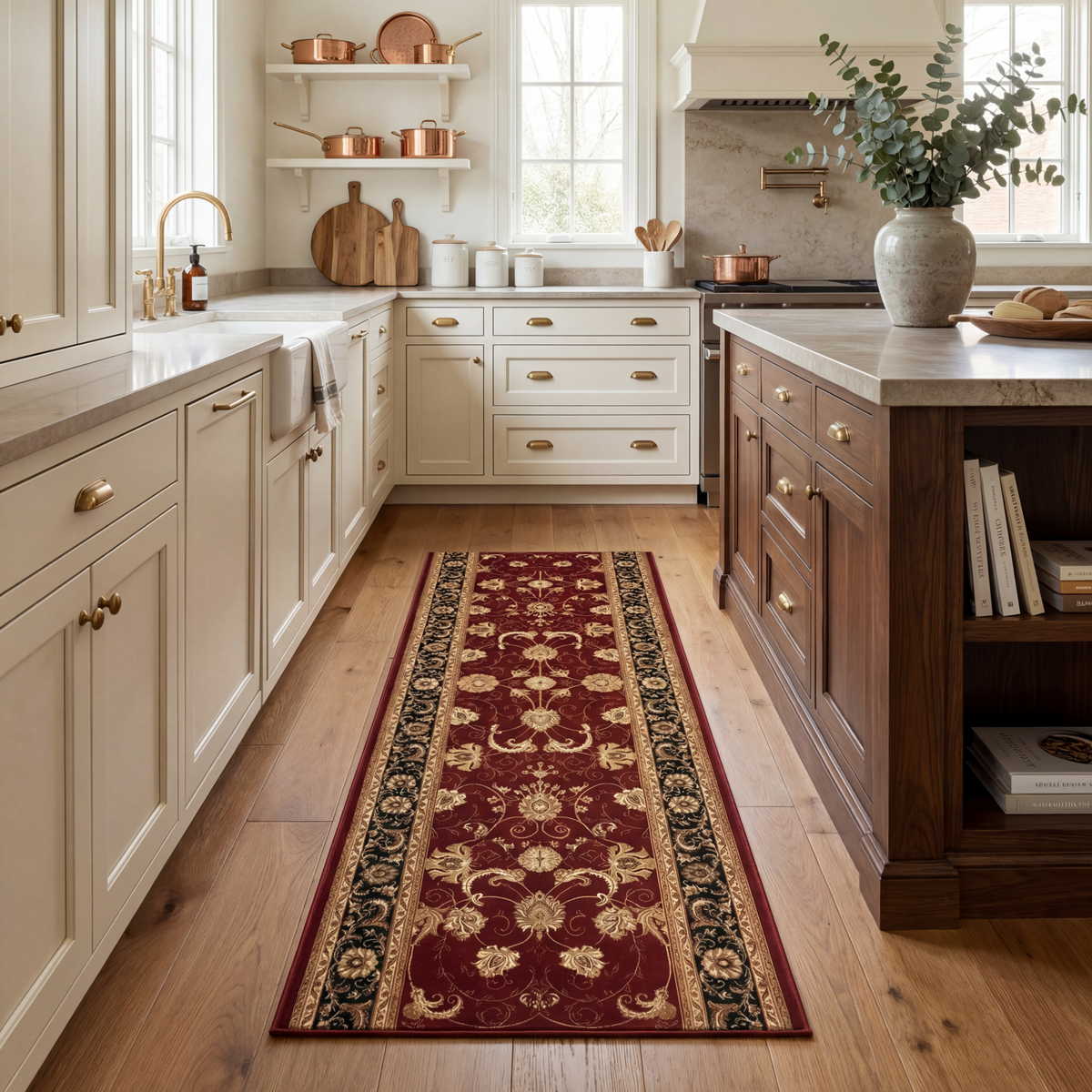 Fayez Persian Medallion Traditional Red and Black Indoor Rug