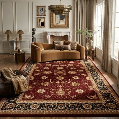 Fayez Persian Medallion Traditional Red and Black Indoor Rug-7