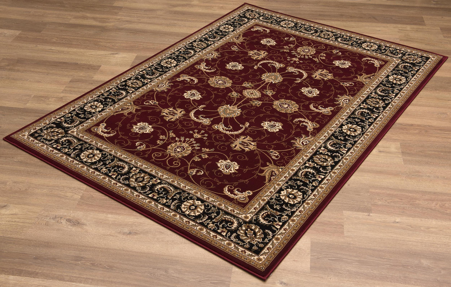 Fayez Persian Medallion Traditional Red and Black Indoor Rug