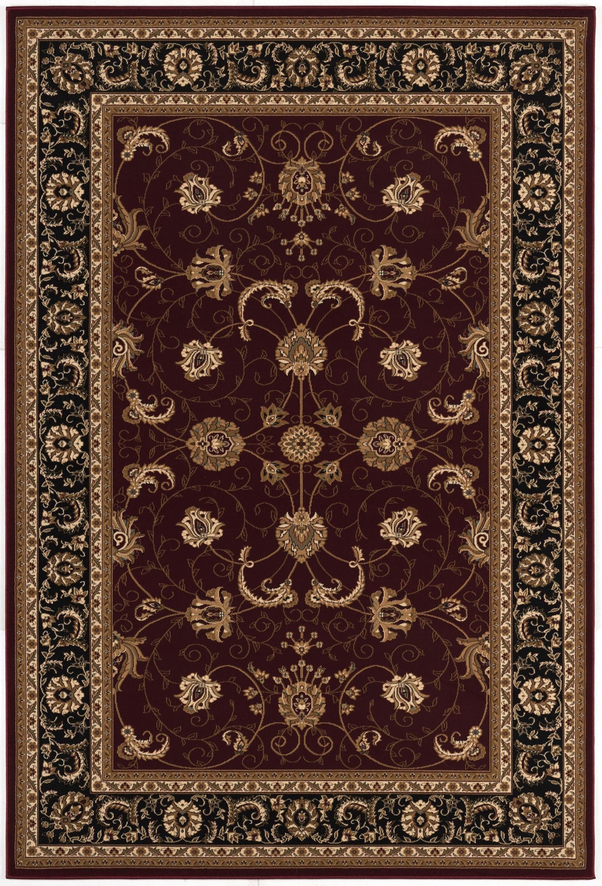 Fayez Persian Medallion Traditional Red and Black Indoor Rug