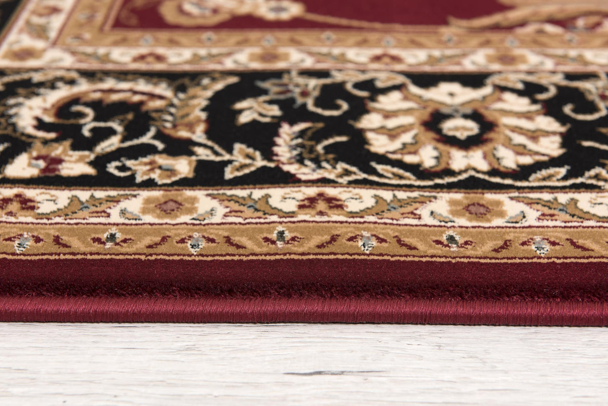 Fayez Persian Medallion Traditional Red and Black Indoor Rug