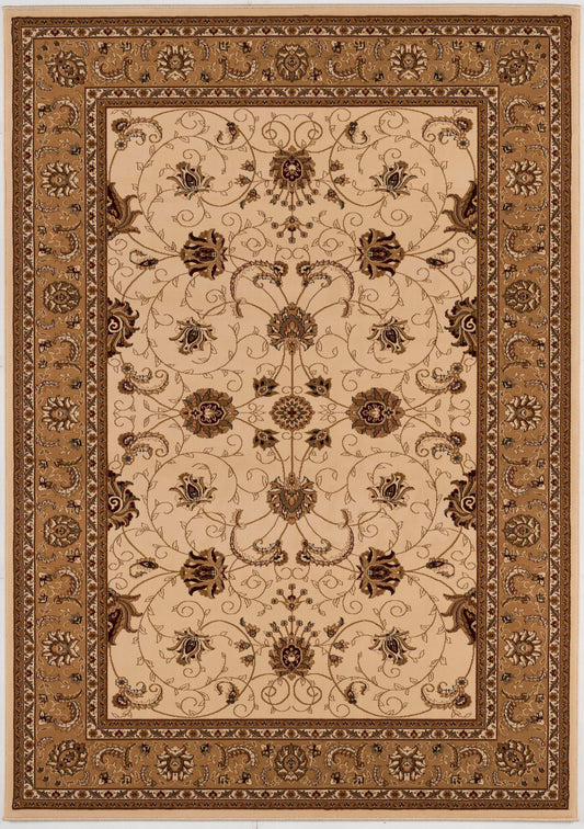 Tapis persan traditionnel beige majestueux