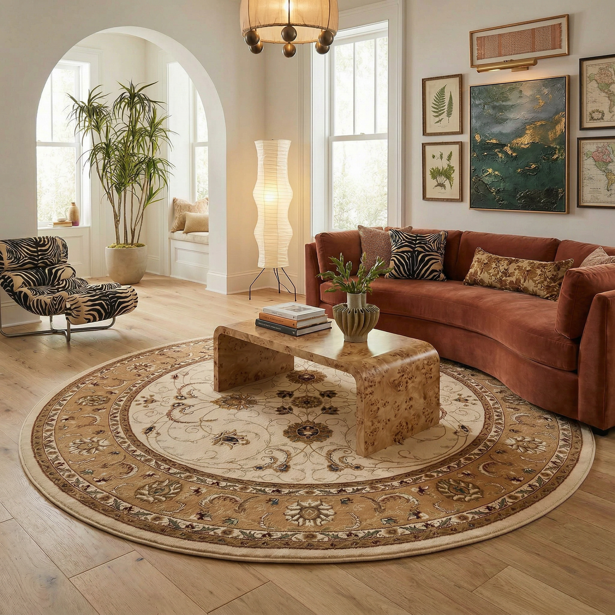 Fayez Persian Medallion Traditional Beige and Cream Indoor Rug