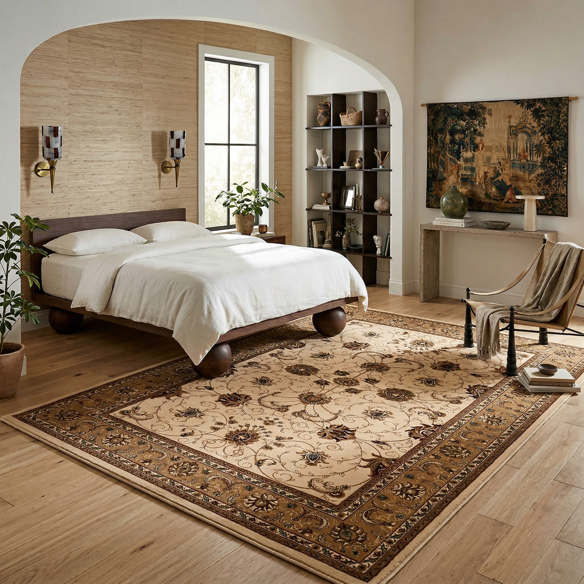 Fayez Persian Medallion Traditional Beige and Cream Indoor Rug