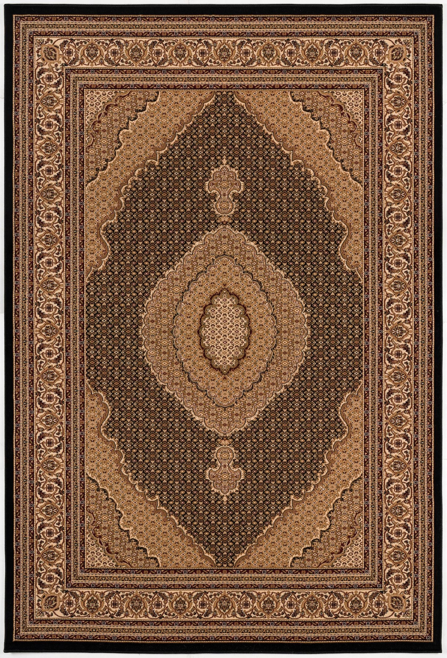 Faris Persian Medallion Traditional Black and Beige Indoor Rug-1