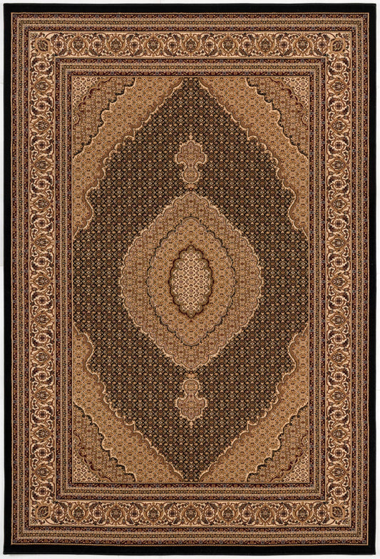 Tapis noir traditionnel marocain majestueux