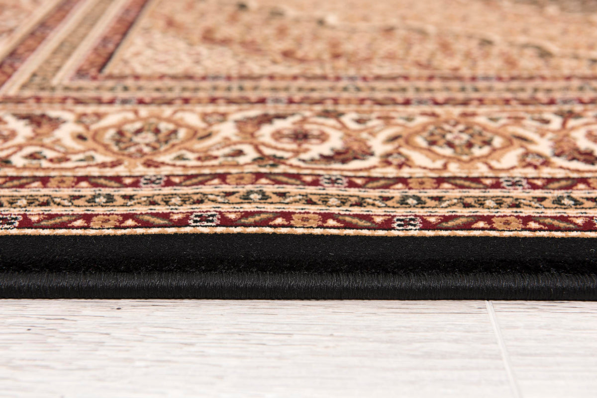 Faris Persian Medallion Traditional Black and Beige Indoor Rug