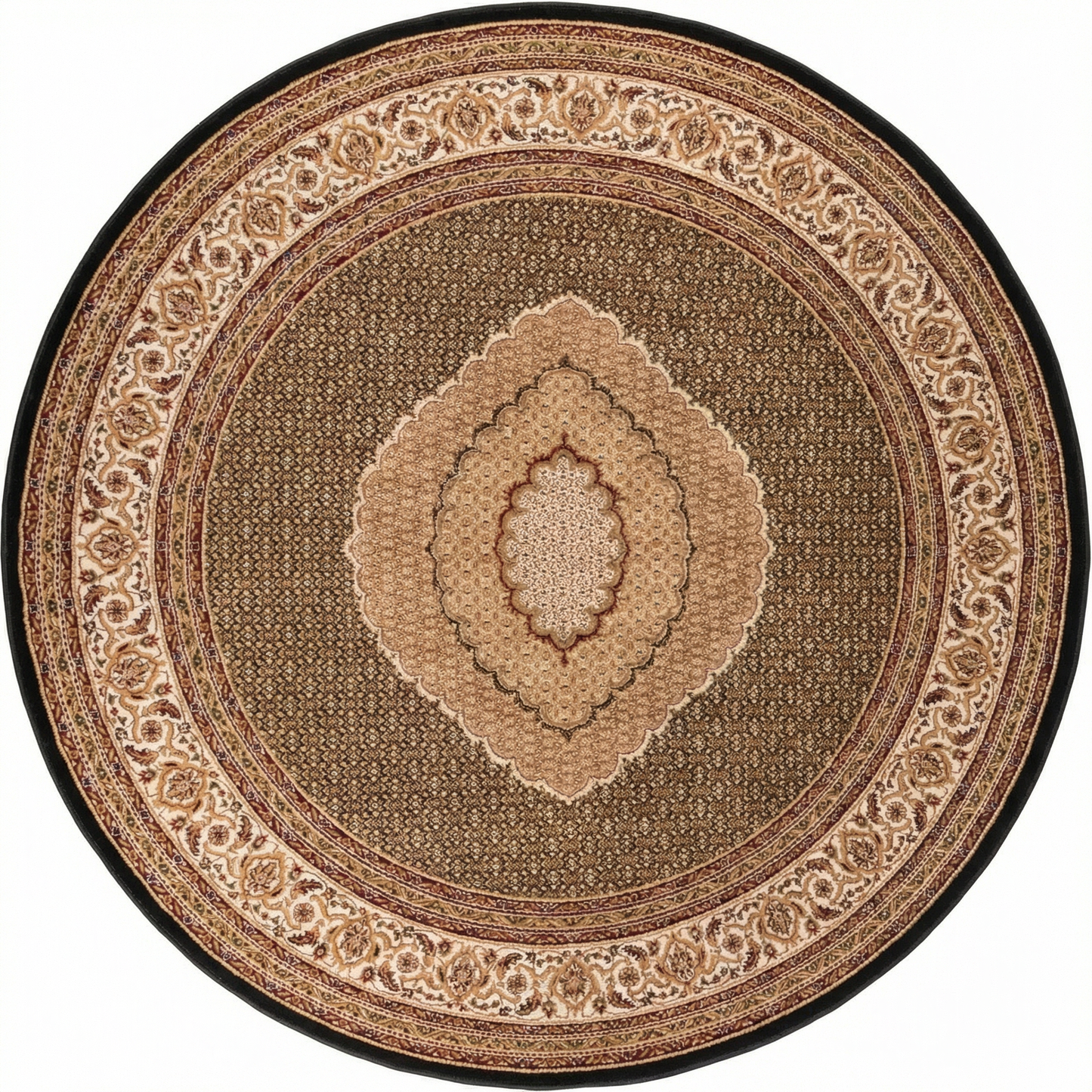 Faris Persian Medallion Traditional Black and Beige Indoor Rug-22