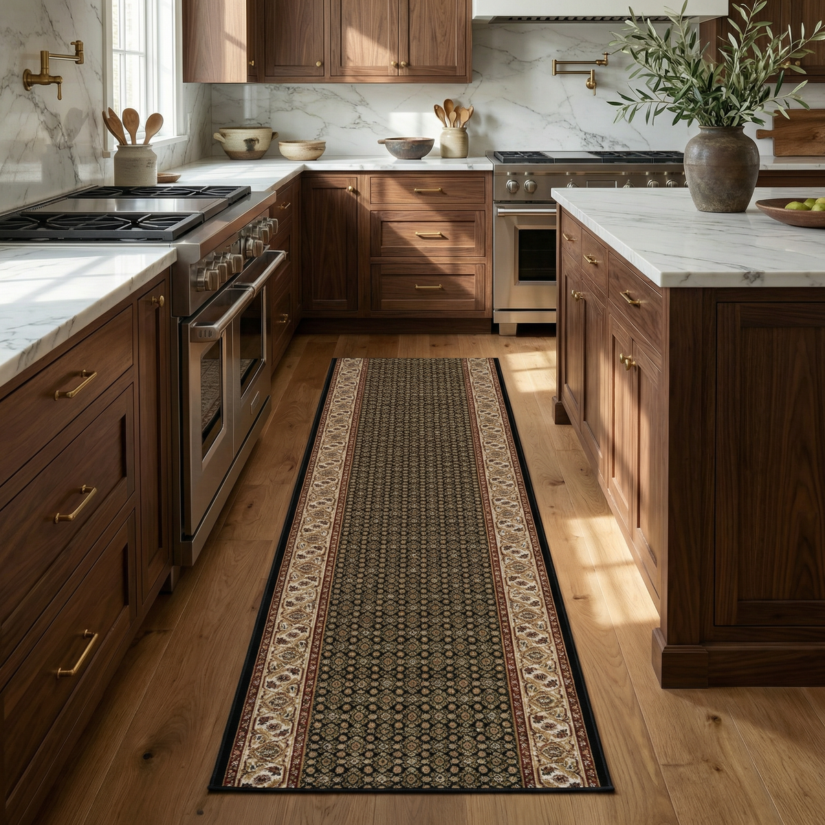 Faris Persian Medallion Traditional Black and Beige Indoor Rug