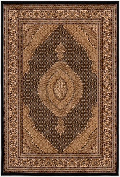 Faris Persian Medallion Traditional Black and Beige Indoor Rug-3
