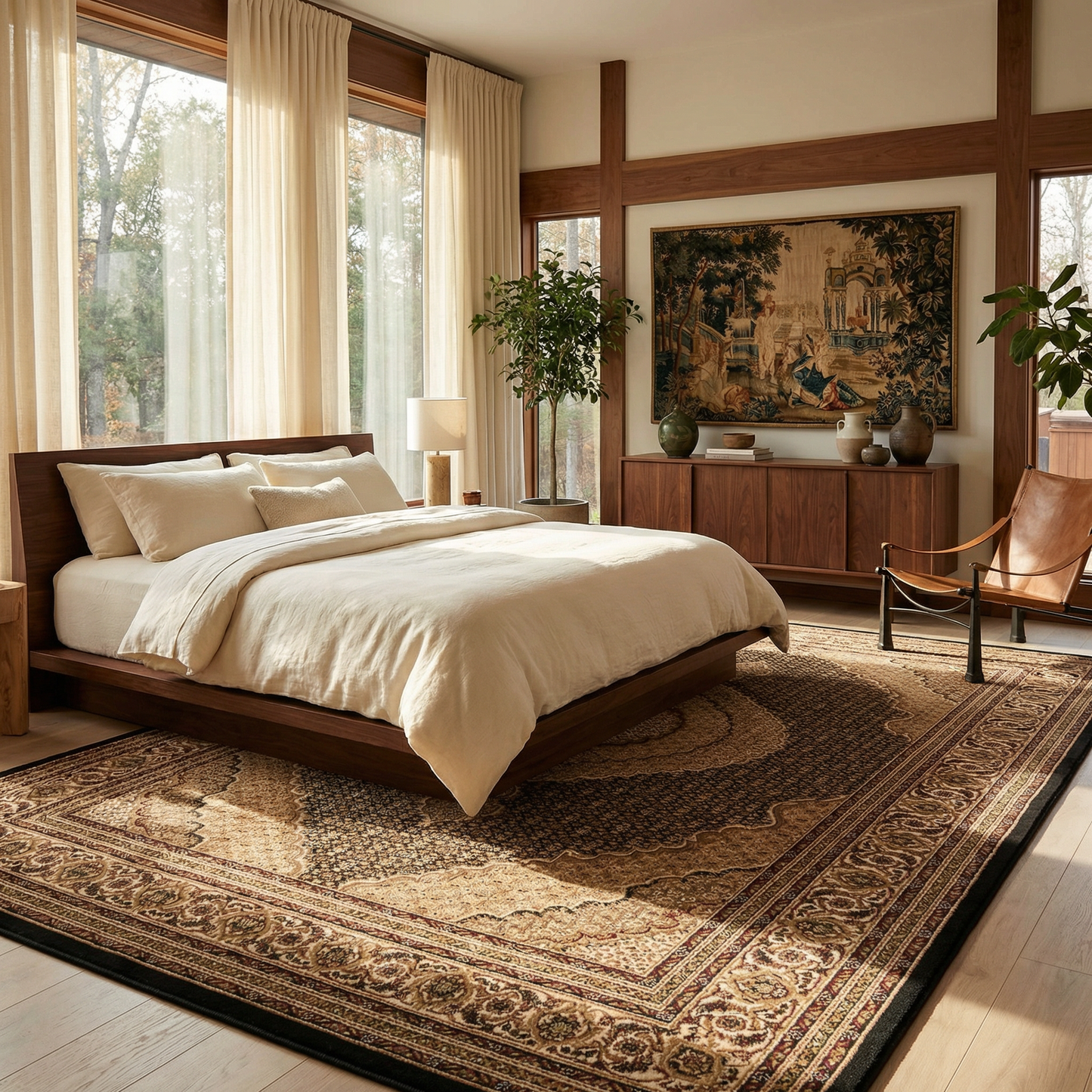 Faris Persian Medallion Traditional Black and Beige Indoor Rug-8