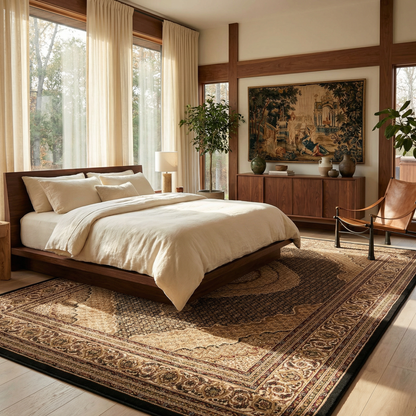 Faris Persian Medallion Traditional Black and Beige Indoor Rug-8