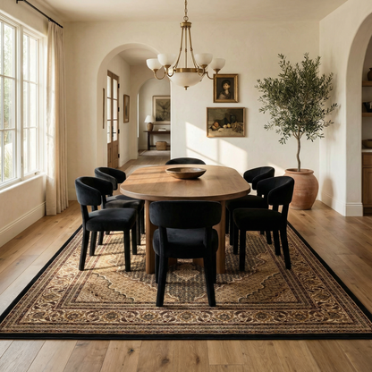 Faris Persian Medallion Traditional Black and Beige Indoor Rug-9