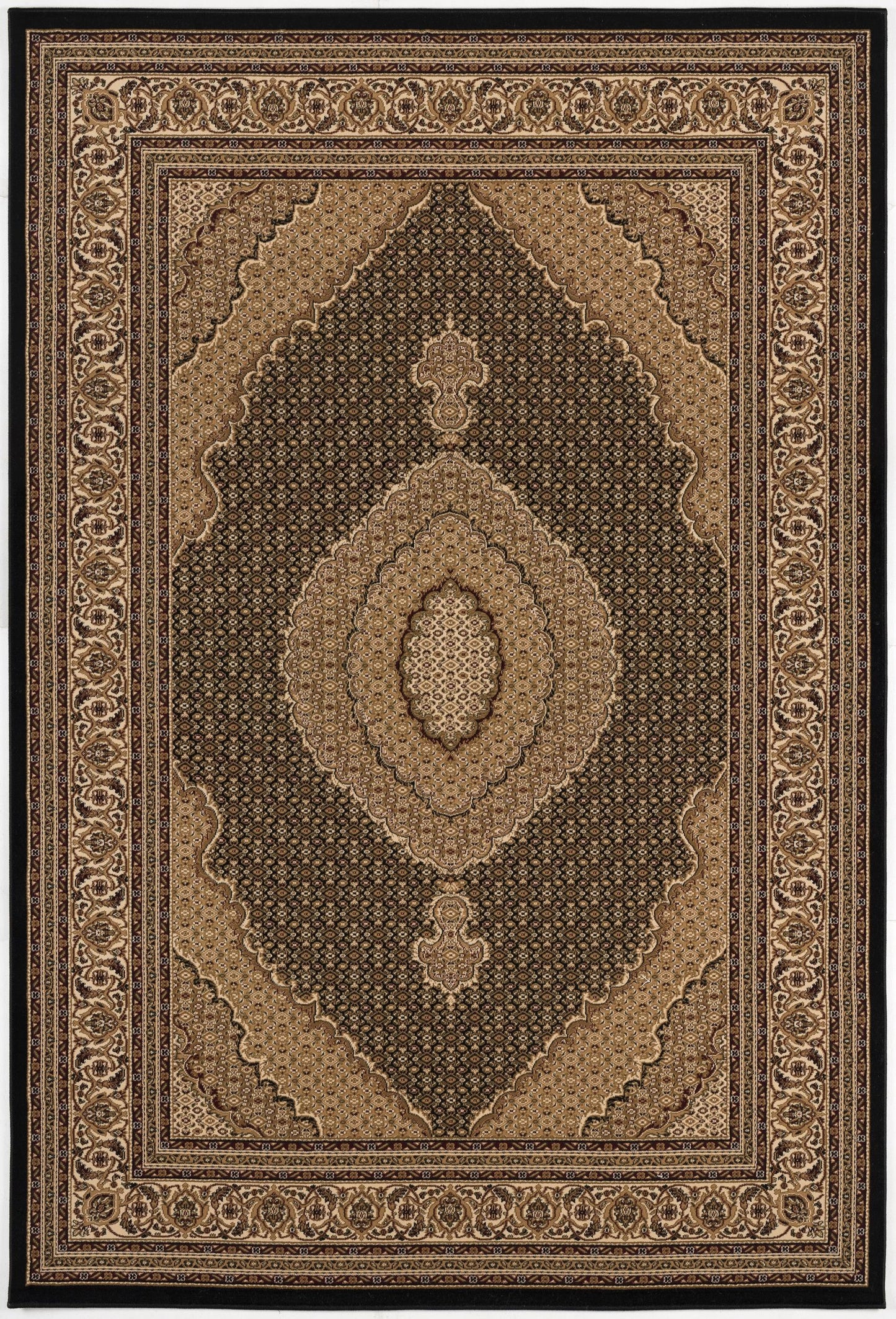 Tapis noir traditionnel marocain majestueux
