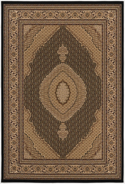 Tapis noir traditionnel marocain majestueux