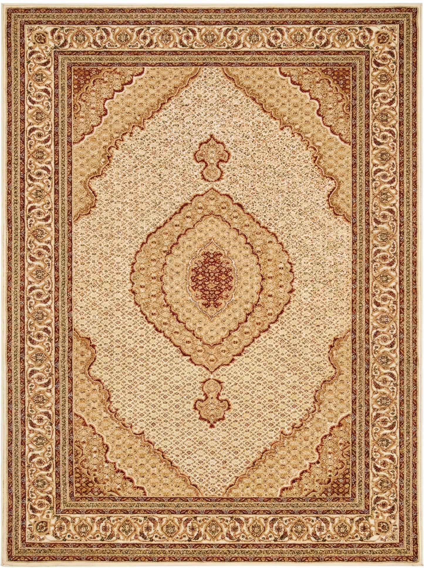 Faris Persian Medallion Traditional Beige and Cream Indoor Rug-1