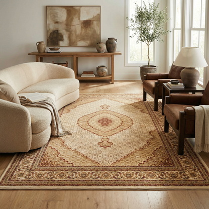 Faris Persian Medallion Traditional Beige and Cream Indoor Rug-5