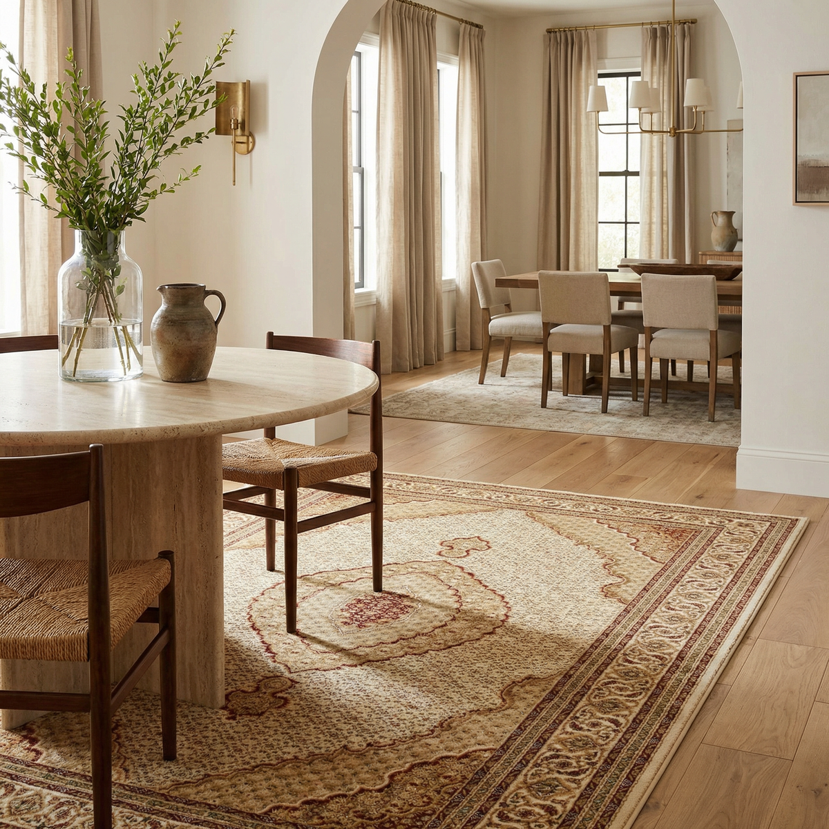 Faris Persian Medallion Traditional Beige and Cream Indoor Rug