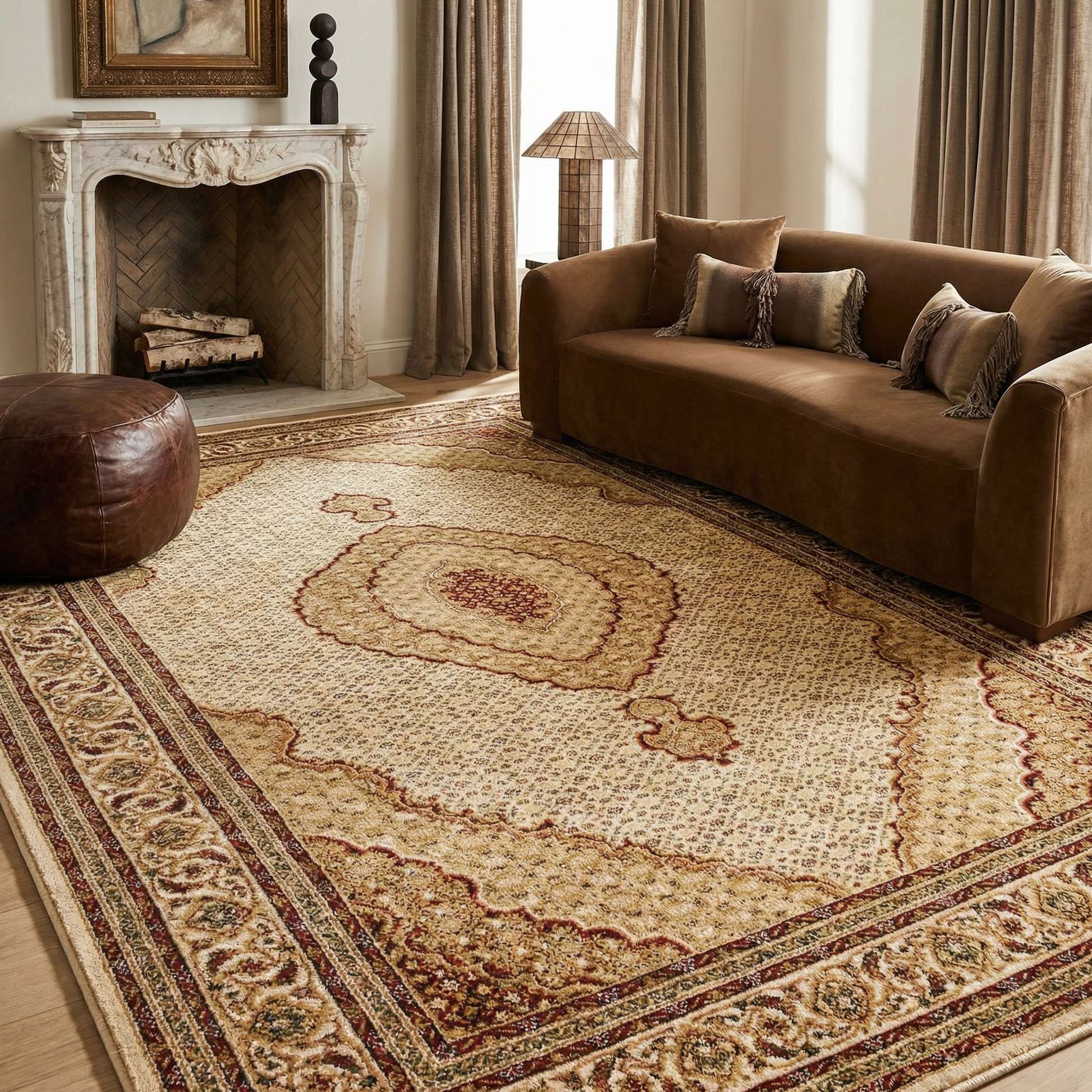 Faris Persian Medallion Traditional Beige and Cream Indoor Rug-9
