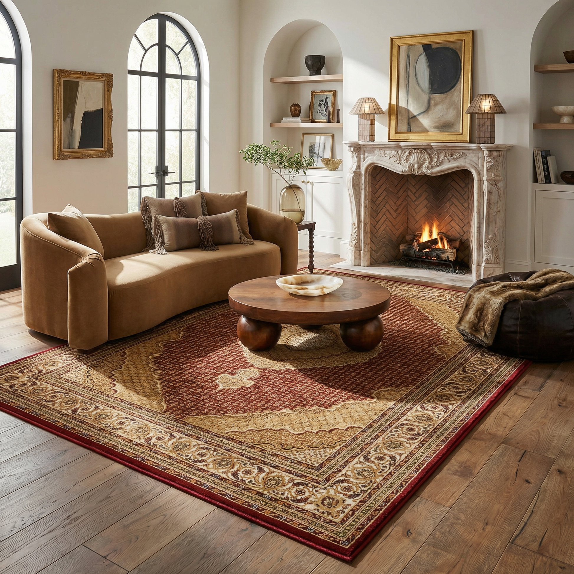 Faris Persian Medallion Traditional Red and Beige Indoor Rug-4