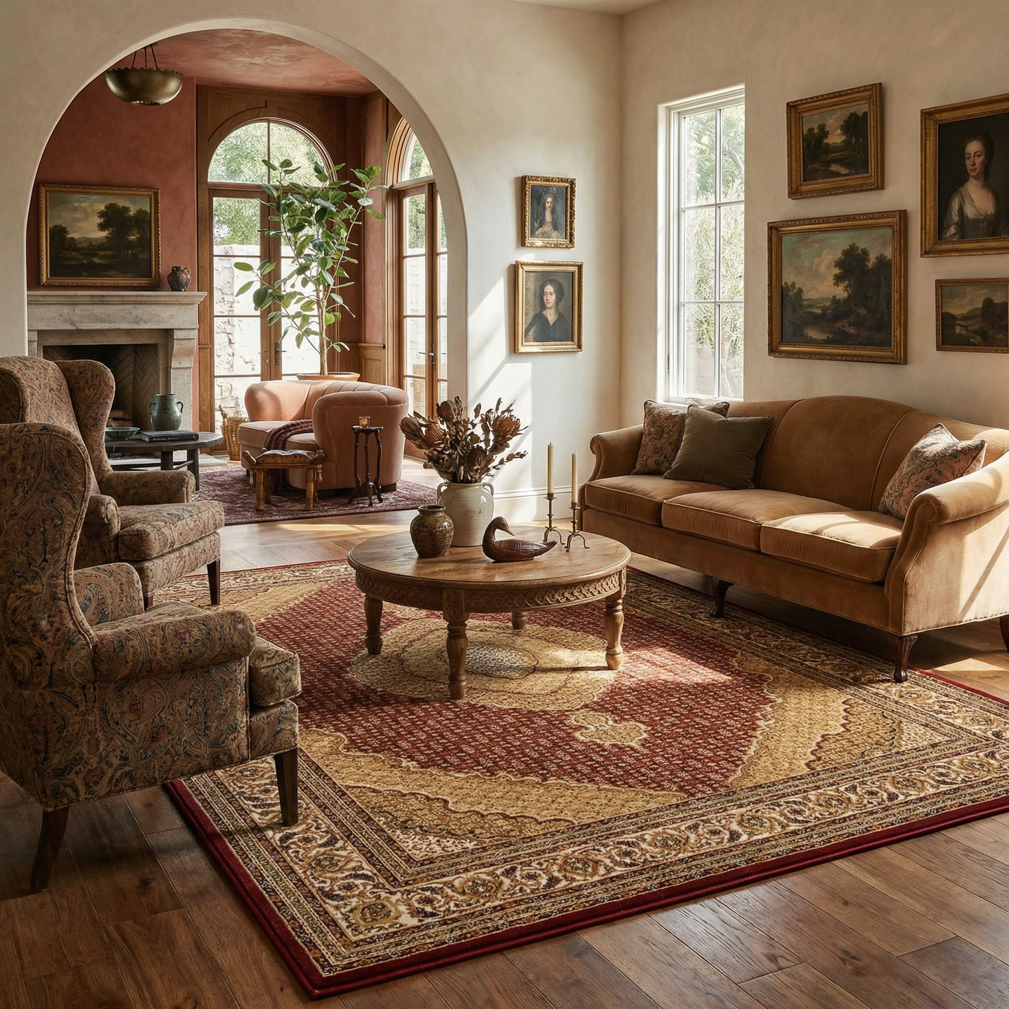 Faris Persian Medallion Traditional Red and Beige Indoor Rug-5