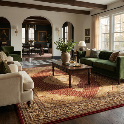Faris Persian Medallion Traditional Red and Beige Indoor Rug-7