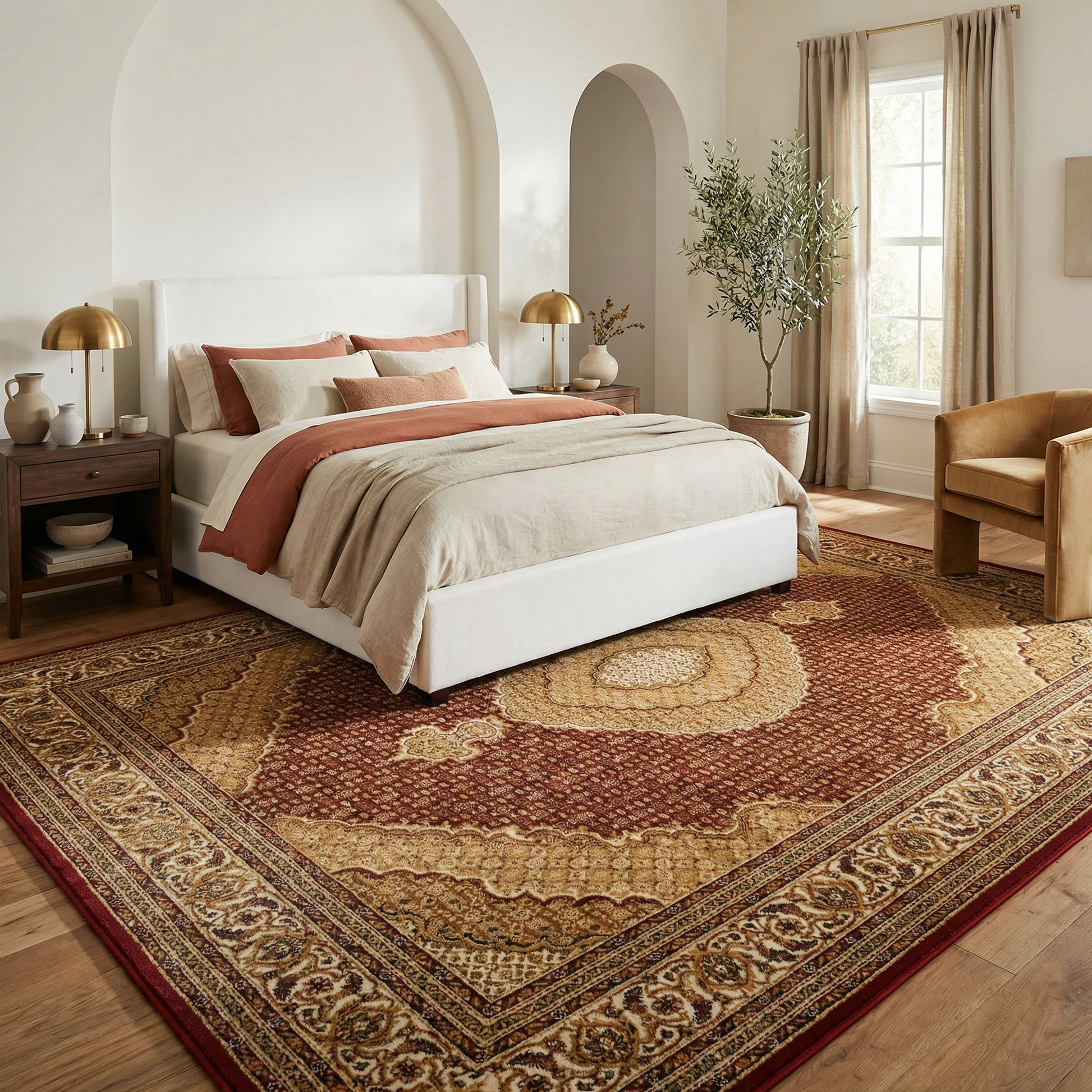 Faris Persian Medallion Traditional Red and Beige Indoor Rug-8
