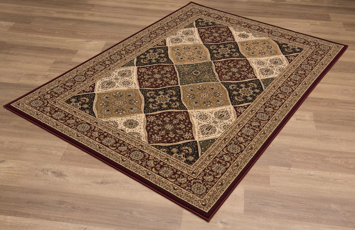 Aseel Persian Medallion Traditional Red and Black Indoor Rug