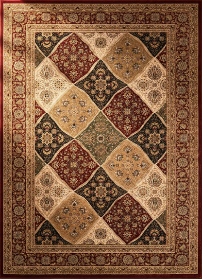Aseel Persian Medallion Traditional Red and Black Indoor Rug-3