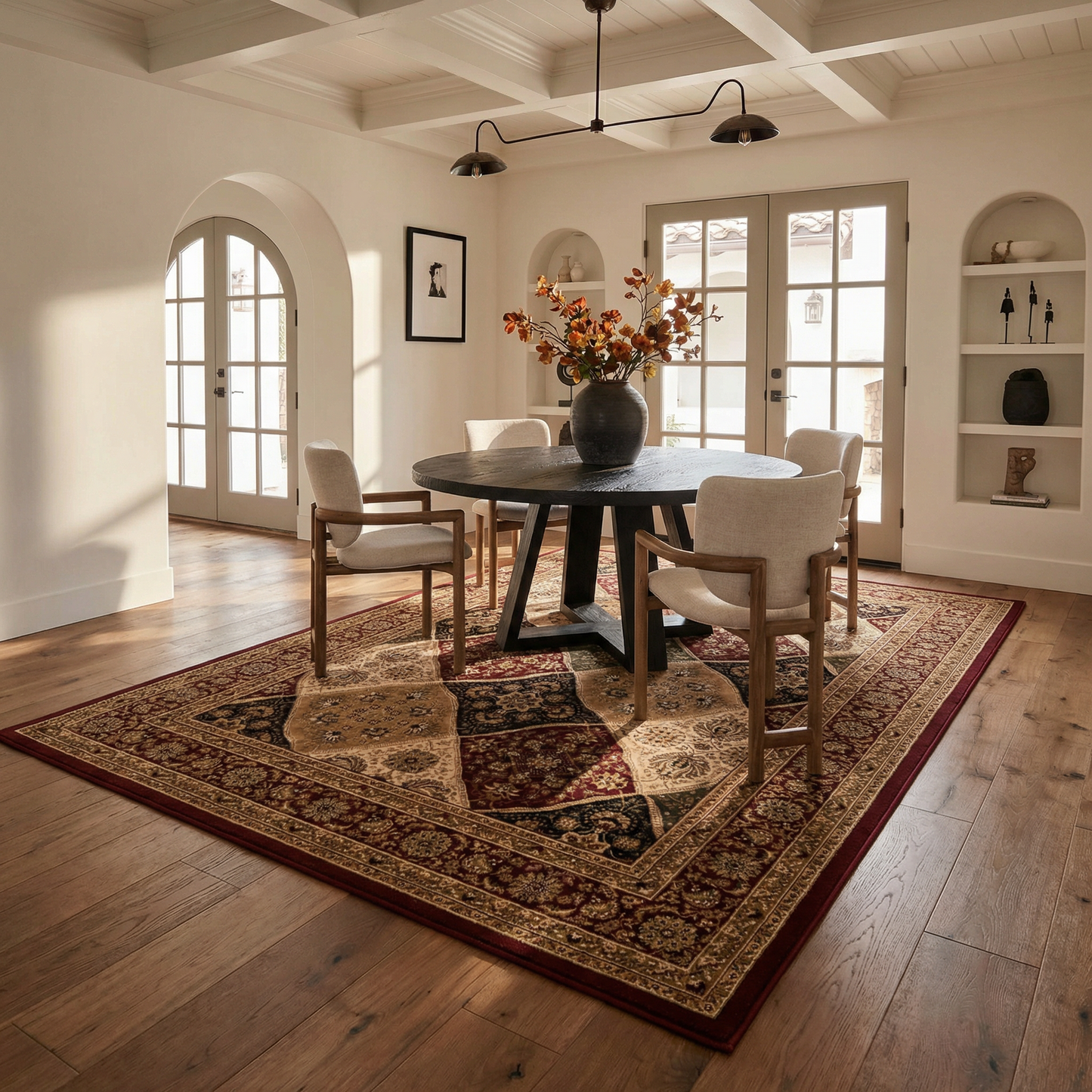 Aseel Persian Medallion Traditional Red and Black Indoor Rug-9