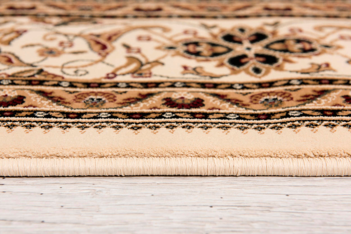 Anbar Persian Medallion Traditional Beige and Black Indoor Rug