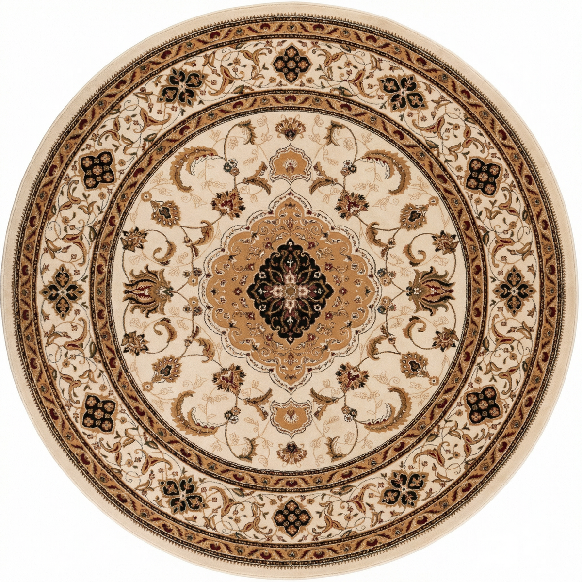 Anbar Persian Medallion Traditional Beige and Black Indoor Rug