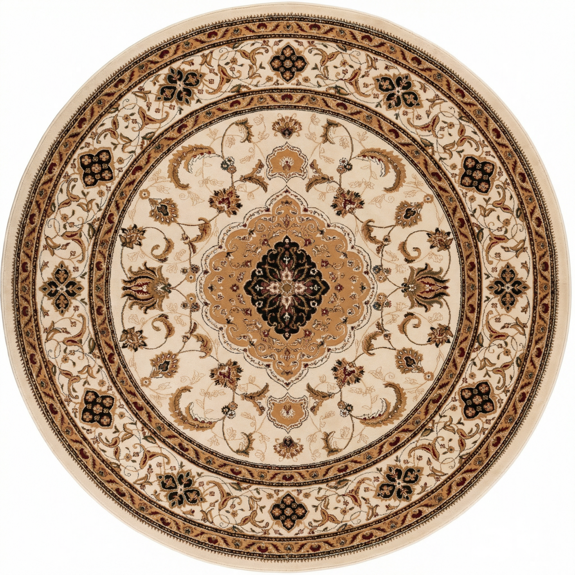Anbar Persian Medallion Traditional Beige and Black Indoor Rug-14
