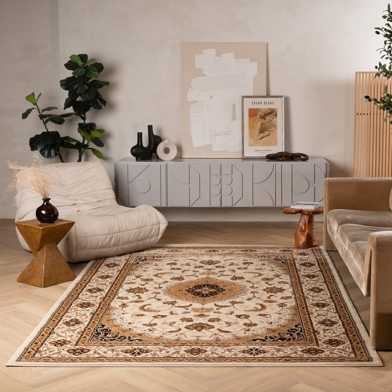 Majestic Persian Traditional Beige Rug