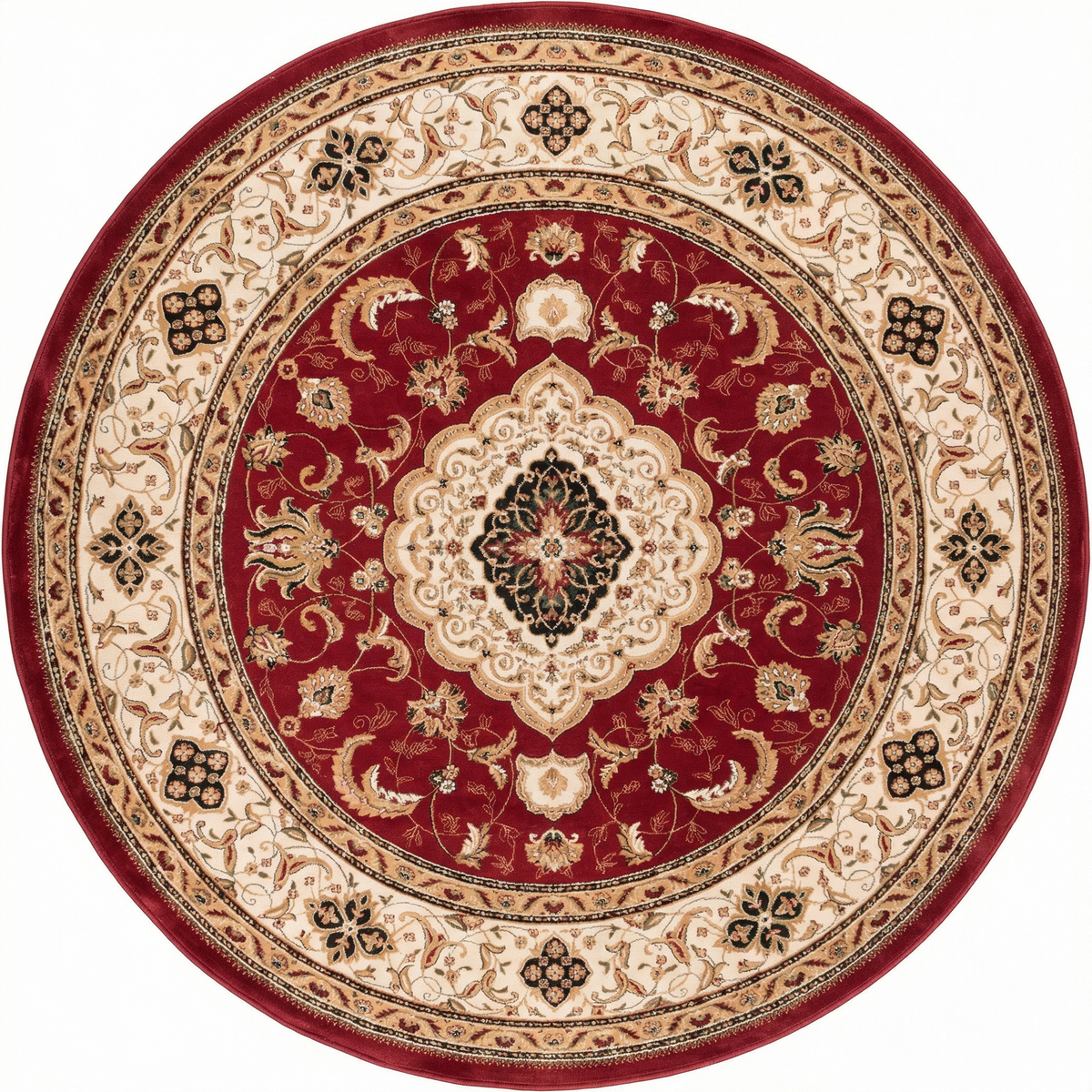 Rimal Persian Medallion Traditional Red and Beige Indoor Rug