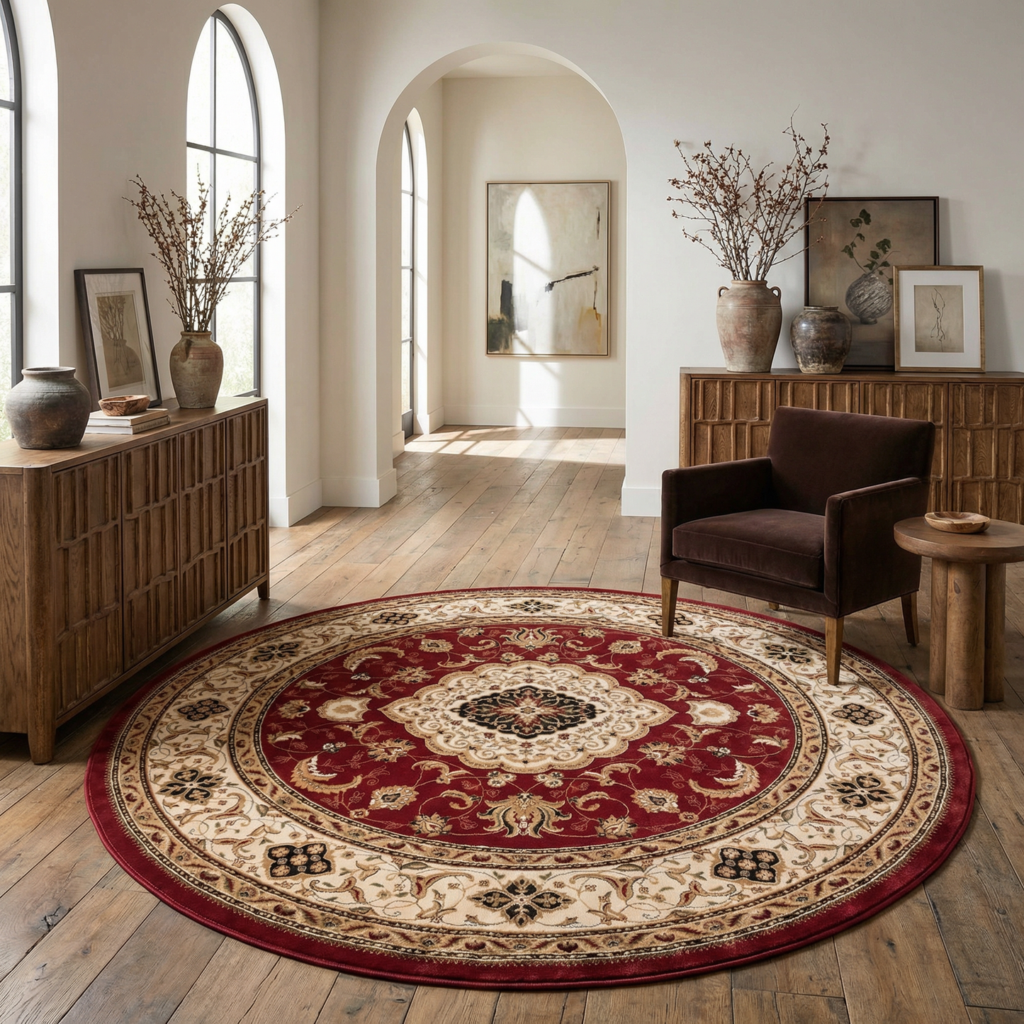 Rimal Persian Medallion Traditional Red and Beige Indoor Rug-13