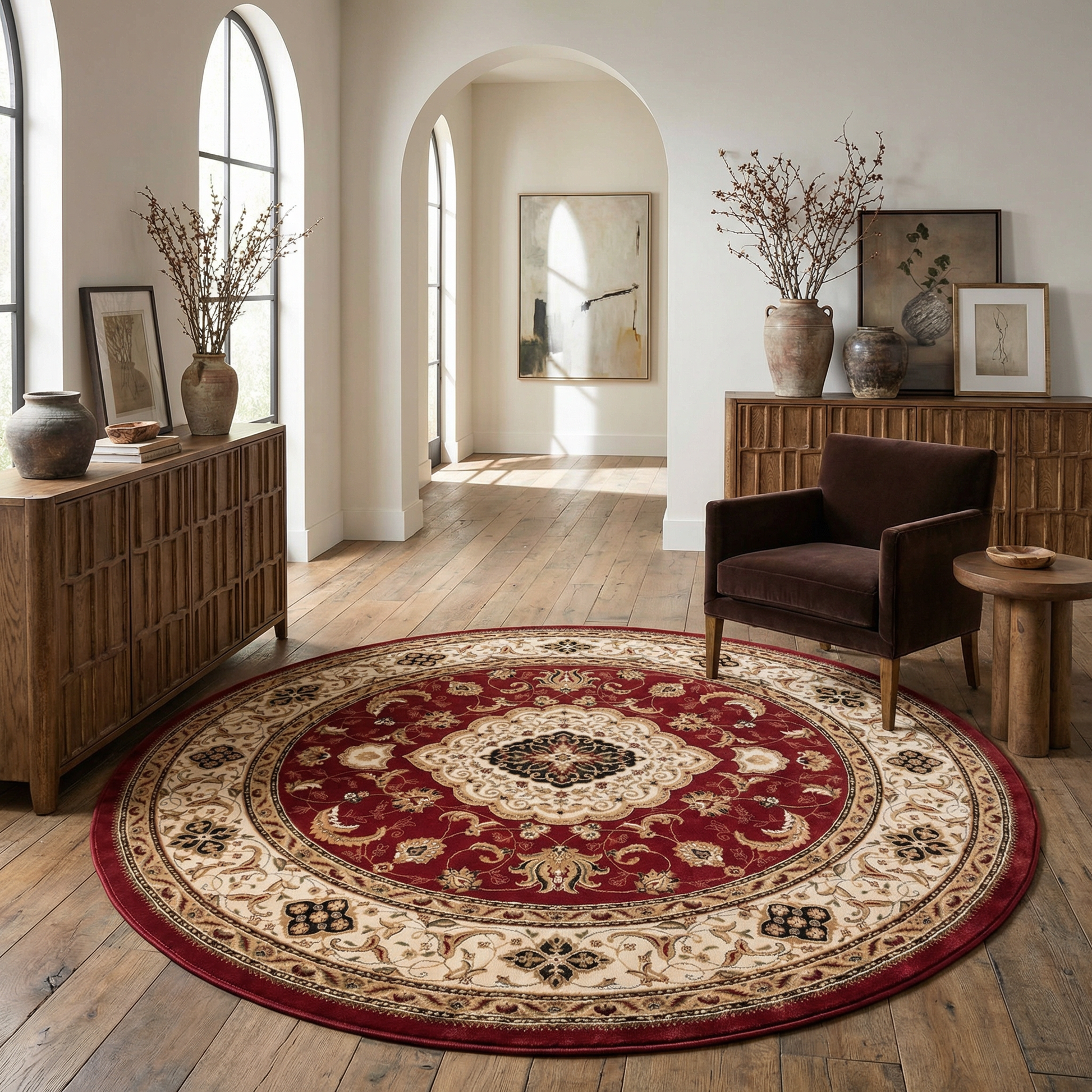 Rimal Persian Medallion Traditional Red and Beige Indoor Rug-13