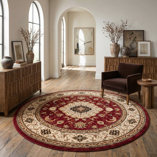 Rimal Persian Medallion Traditional Red and Beige Indoor Rug-13