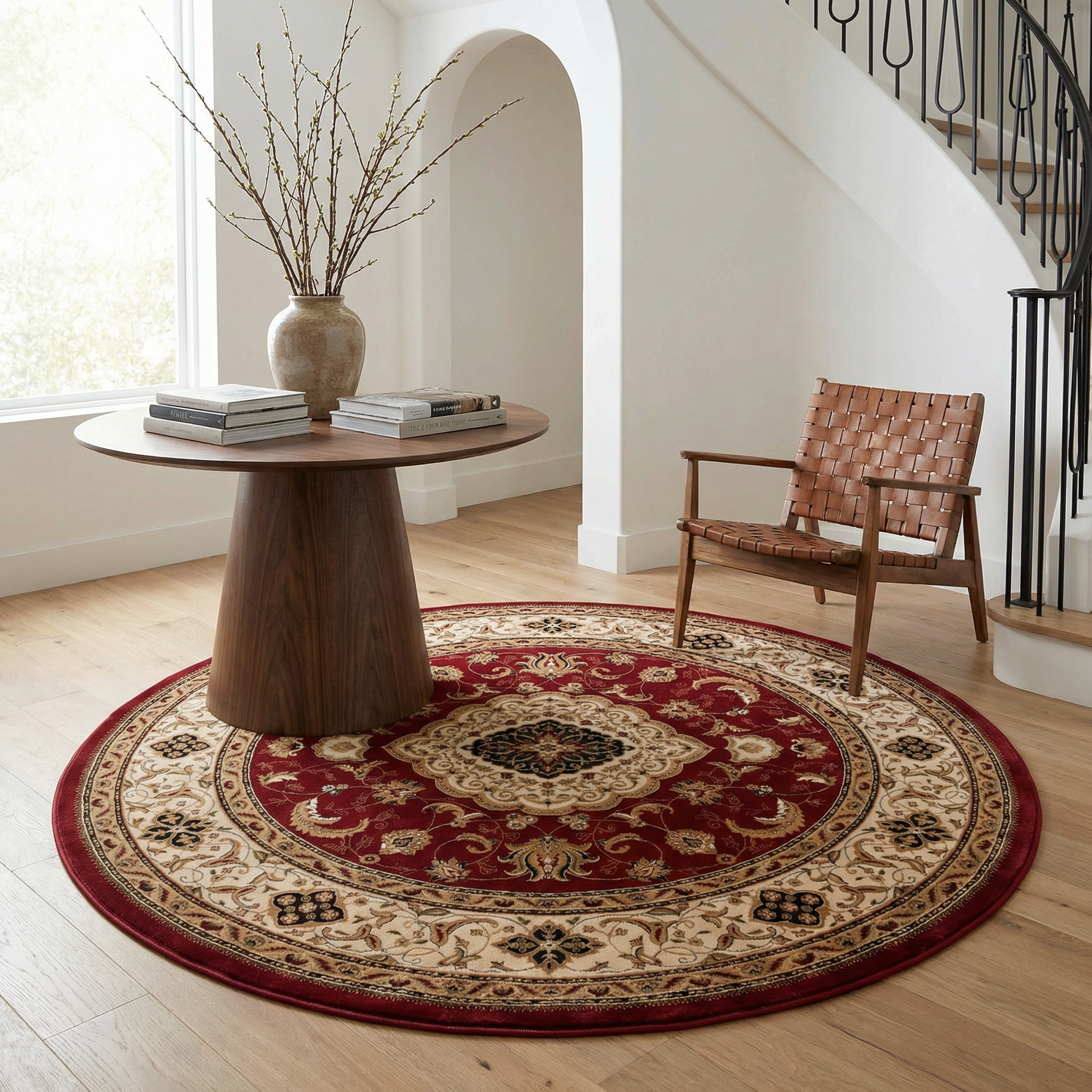 Rimal Persian Medallion Traditional Red and Beige Indoor Rug-15